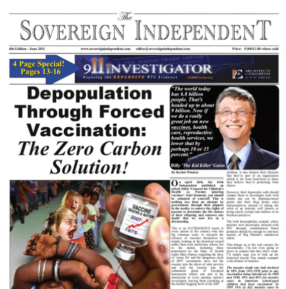 Sovereign Independent 2011: Depopulation Through Forced Vaccination